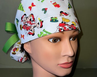 Christmas Ponytail scrub cap