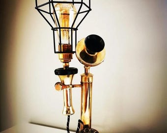 Vintage Brass Candlestick Phone Lamp