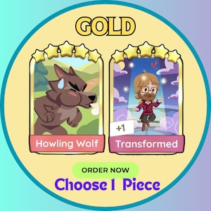 Mono Go Gold Stickers Any 1 Piece - (Howling Wolf or Transformed)