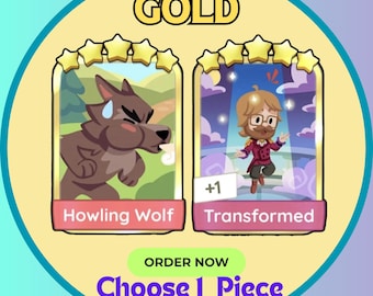 Mono Go Gold Stickers Any 1 Piece - (Howling Wolf or Transformed)