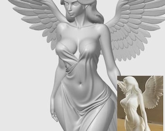 Sensual Angel Bust Sculpture – Elegant Fallen Angel Art 3D Print STL | Gothic Fantasy Statue