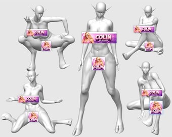 Starter Pack – 5 Female Elf Poses | Fantasy Character | Female Figure Sculpt | NSFW