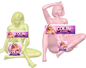 Nude Female STL – Sexy Sitting Woman Sculpture*2 | NSFW