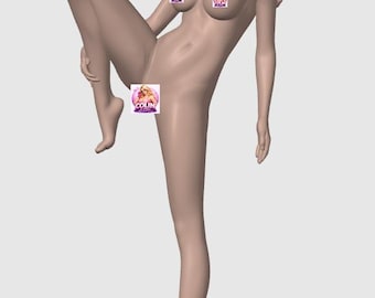 Nude Woman STL | Long Hair|Yoga Pose|NSFW|Sexy