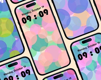 Soft transparent circles, phone wallpaper, dreamy pastel tone mobile background