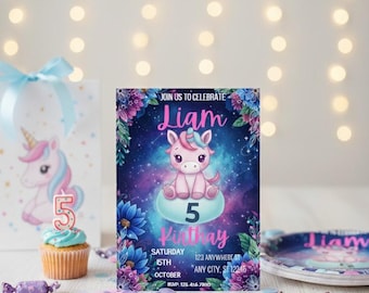 Stitch Birthday Invitation Template: Editable Canva Party Invite (5x7 inches) (Digital Download)
