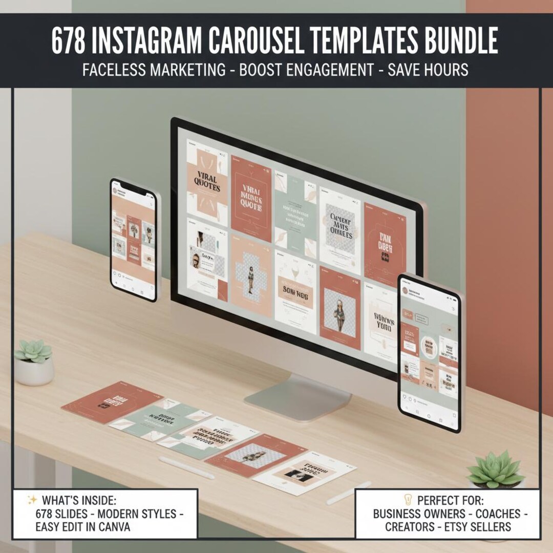 678 Instagram Carousel Templates Canva Bundle, Social Media Posts ...