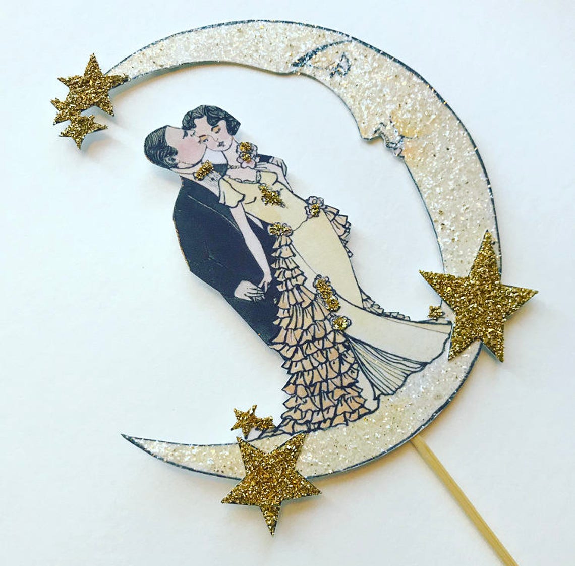DIY Crescent Moon Wedding Cake Topper High Resolution Pdf Etsy