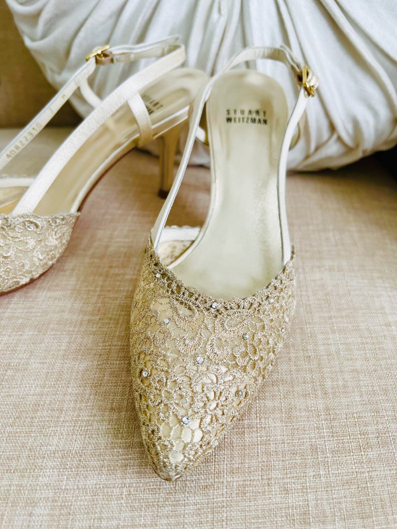 Stuart Weitzman Slingback Heel Vintage Stuart Weitzman Swiss Lace Heel Bridal Heels Wedding Heels Size 7 image 4