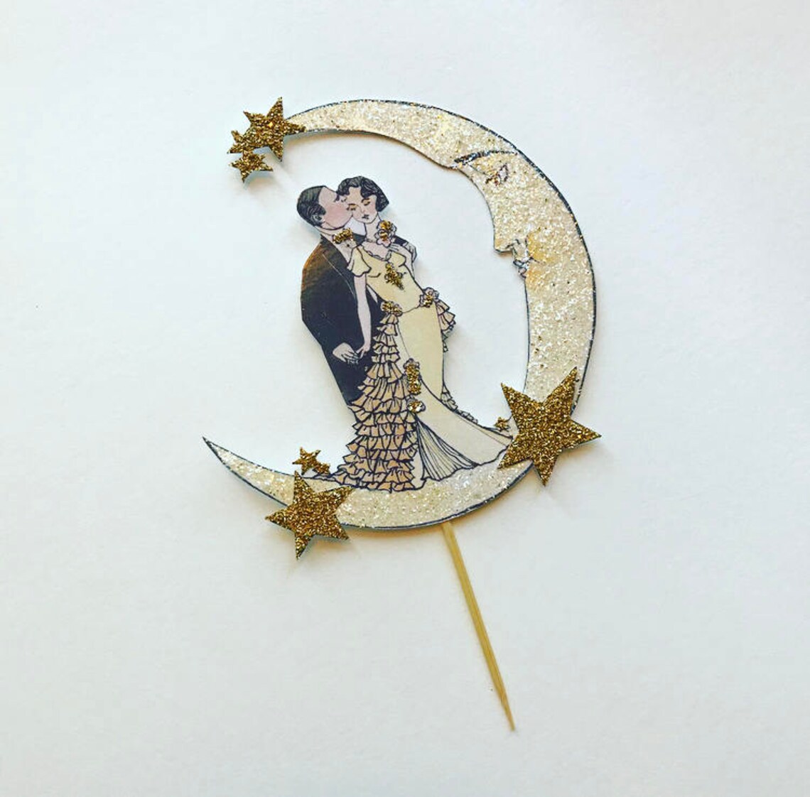 DIY Crescent Moon Wedding Cake Topper High Resolution Pdf Etsy