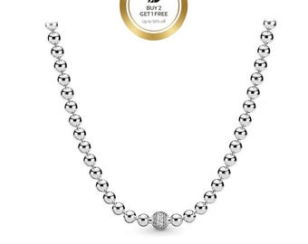 Beads And Pave Necklace-45cm