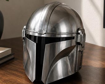 Handmade Steel Mandalorian Helmet | Medieval Star Wars Cosplay Armor | Halloween Gift | Collector Display Piece