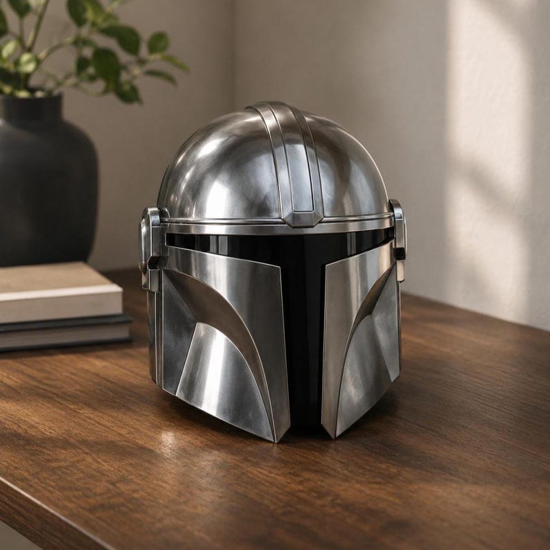 Handmade Steel Mandalorian Helmet | Medieval Star Wars Cosplay Armor | Halloween Poison | Collector Display Piece image 2