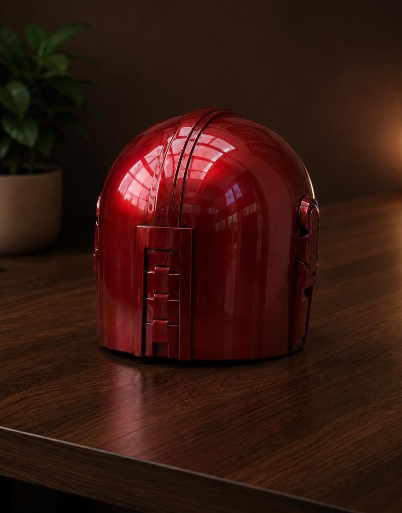Red Mandalorian Helmet | Sci-Fi Cosplay Helmet | Medieval Star Wars Cosplay Armor| Custom Display | Decor & Gift image 4