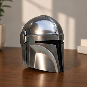 Handmade Steel Mandalorian Helmet | Medieval Star Wars Cosplay Armor | Halloween Poison | Collector Display Piece image 4