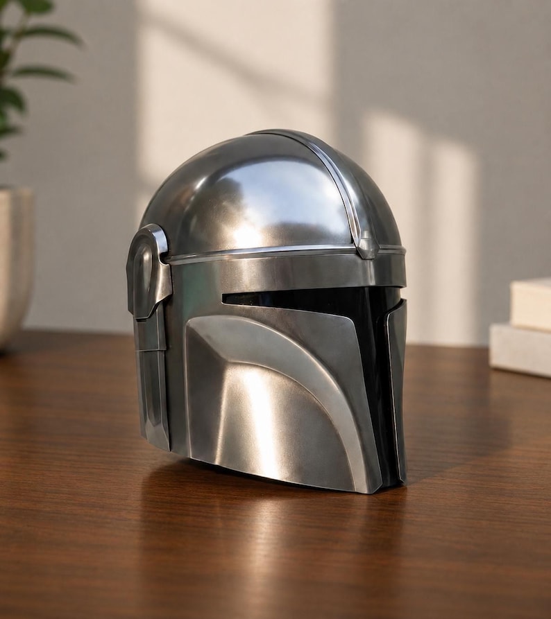 Handmade Steel Mandalorian Helmet | Medieval Star Wars Cosplay Armor | Halloween Poison | Collector Display Piece image 4