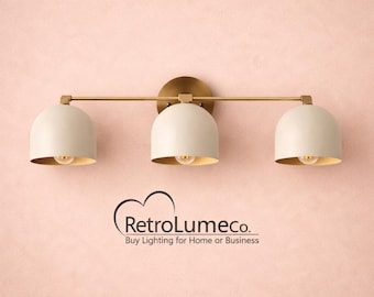 Modern 3-Light Wall Sconce, Brass Vanity Light Fixture, Minimalist Dome Wall Lamp, Mid Century Bathroom Lighting, Bedroom Hallway Light