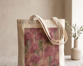 Vintage Floral Tote Bag, Antique Flower Art Bag,Romantic Vintage Gift,Purple Pink Floral Tote,Old World Aesthetic Bag,Classic Art Lover Gift