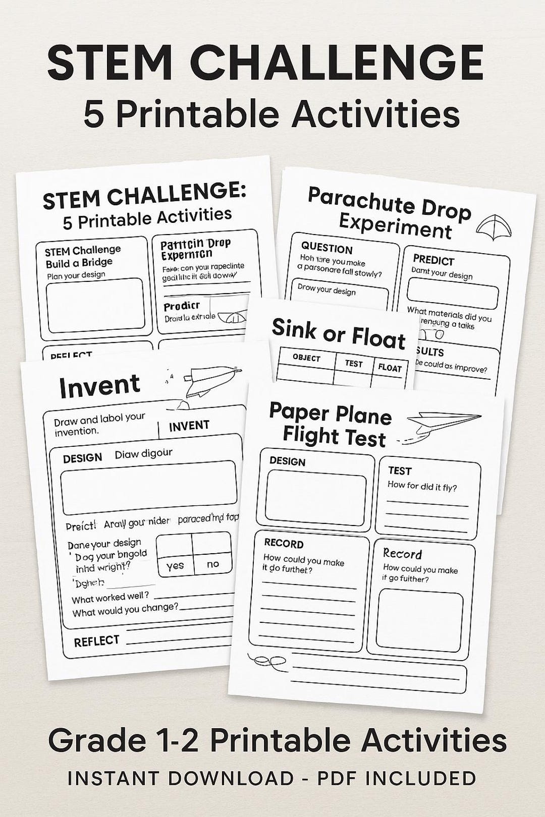 STEM Activity Pack Printable | 5 STEM Challenges for Kids | Primary ...