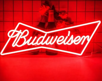 Budweiser Neon Beer Sign for Bar Wall – USB Powered Light / Man Budweiser Neon Beer Sign for Bar Wall – USB Powered Light / Man