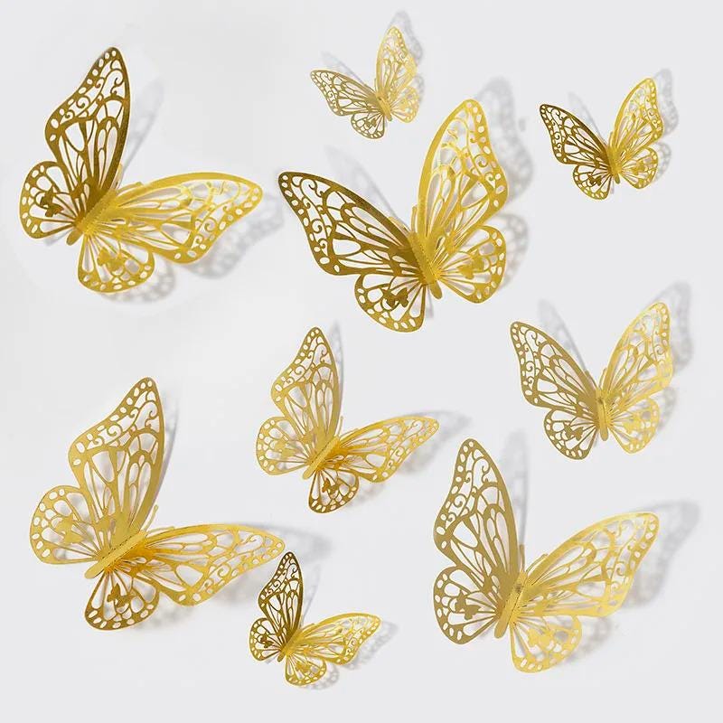 12pcs 3D Hollow Butterfly Wall Stickers, DIY Removable Decor for ...