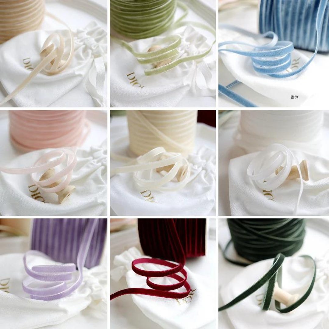 Mixte Ribbon 12 Yards Velvet Ribbon Mixed Colors, 6mm & 10mm Single Faced Ribbon for ...