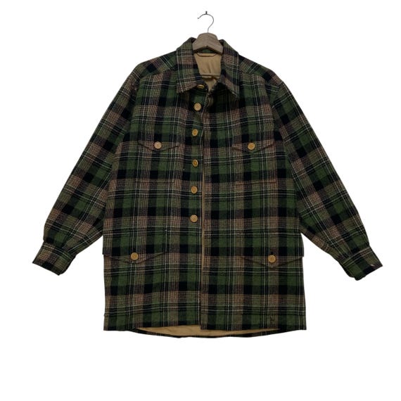 Christian Dior Monsieur, Vintage 90s Christian Dior Monsieur Green Check Plaid Wool Jacket