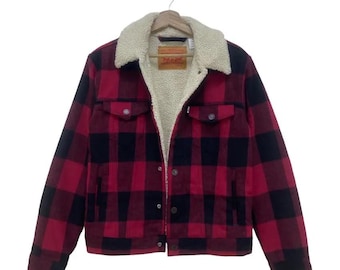 Giacca da camionista in pile Sherpa Plaid Tartan di Levi's
