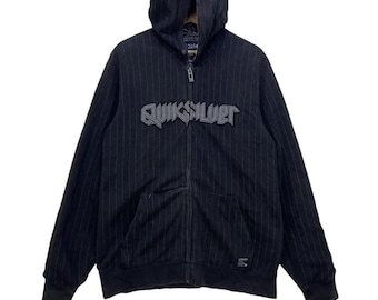 Y2K Quiksilver Stripes Spell Out Big Logo Hooded Jacket