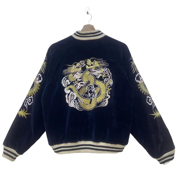 Vintage Houston Navy Velvet Sukajan Souvenir Jacket - Etsy