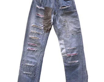 Ficce de Yoshiyuki Konishi Patchwork Denim con orillo desgastado