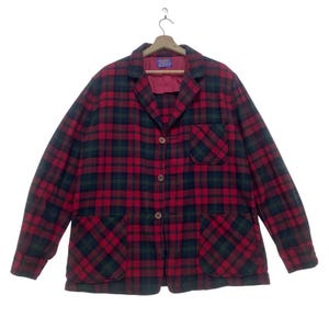 Vintage Pendleton rode geruite jas van pure scheerwol met Schotse ruit