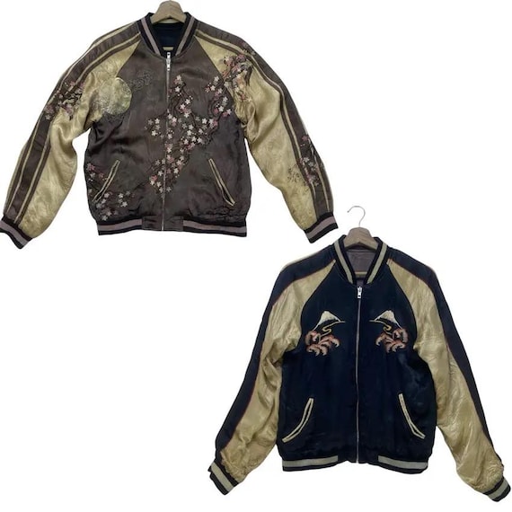 Vintage Satori Shibui 100% Rayon Japanese Traditional Reversible Sukajan Souvenir Jacket