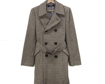 Cappotto in lana a spina di pesce a quadri classici Zucca by Issey Miyake