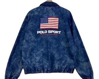 Chaqueta vintage Polo Sport de Ralph Lauren con cremallera y teñido anudado con bandera de EE. UU.