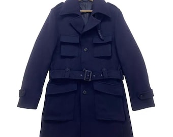 Albante Uomo Street Fashion Military Style Wool Overcoat