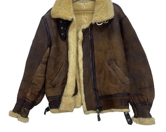 Vintage B3 US Army Sheepskin Leather Sherling Military Coat