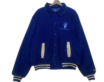 Vintage 90s Champion UNR Wolf Pack Made in USA Corduroy Bomber Style Jacket