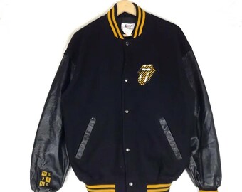 Chaqueta universitaria de cuero vintage de la gira No Security de los Rolling Stones 99