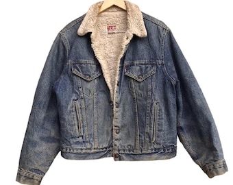 Chaqueta vaquera sherpa estilo camionero Levi's vintage de los años 80, fabricada en EE. UU.