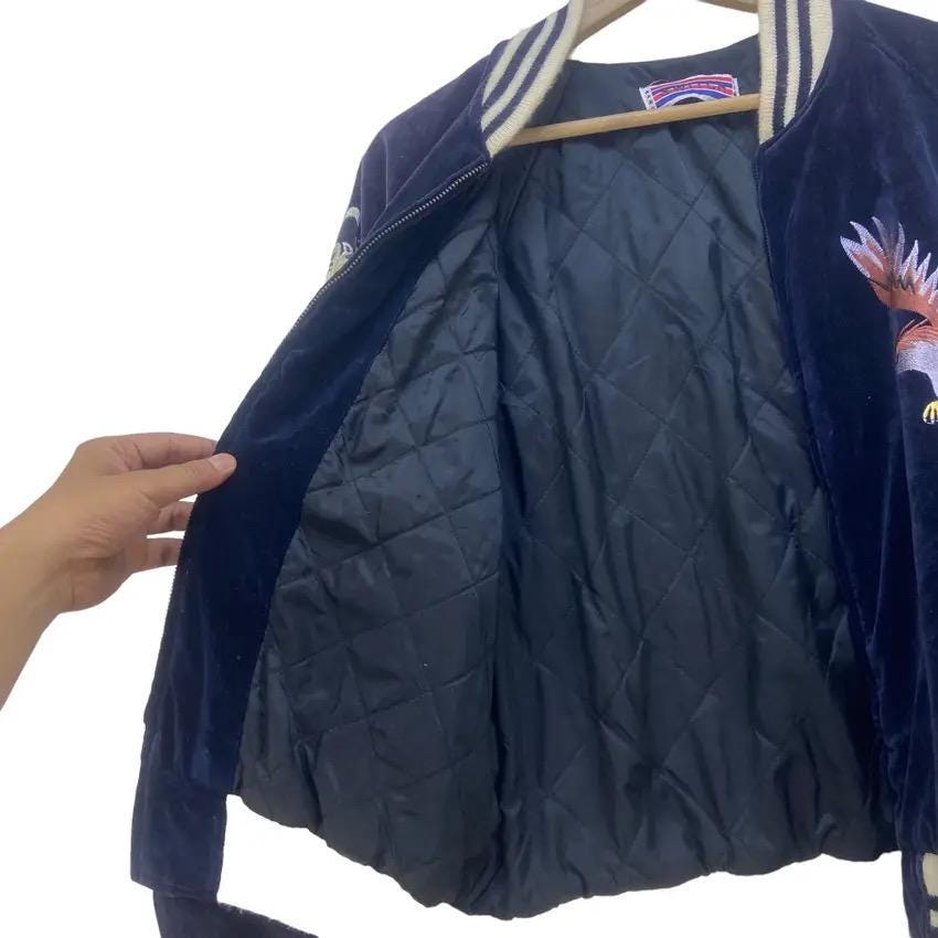 Vintage Houston Navy Velvet Sukajan Souvenir Jacket - Etsy