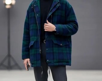 Abrigo vintage de lana a cuadros de Polo Ralph Lauren de los años 90