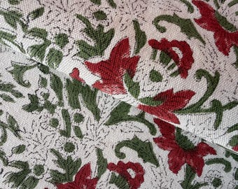 Hand Block Printed Heavy Cotton Canvas Fabric for Upholstery | Chair Bench Home Decor Textile by the Yard Indian Handmade Furniture Fabric