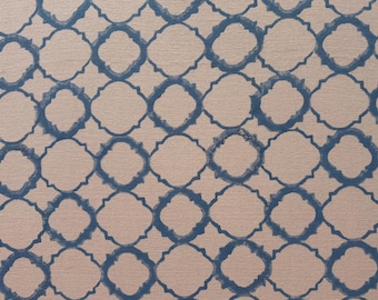 Blue White Hand Block Print Cotton Upholstery Fabric by the Yard | Durable Indian Sofa Cover, Curtains, Cushion & Home Decor Textiles