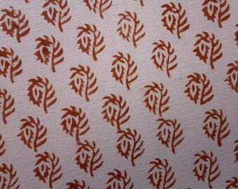 Orange Floral Hand Block Printed Cotton Canvas Fabric 58″ Wide | Heavy Upholstery Window Curtains Pillow Covers Home Decor Fabric