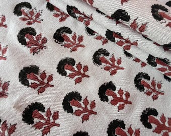 Brown Block Print Fabric by the Yard – Indian Hand Block Printed Cotton | Upholstery & Curtain Fabric | Floral Designer Home Décor Fabric