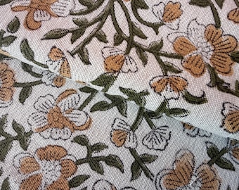 Yellow Green Block Print Upholstery Fabric by the Yard – Heavyweight Furniture Fabric for Sofa, Chair, Cushion Artisan Printed Fabric Décor
