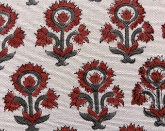 58" Inches Hand Block Printed Cotton Fabric | Indian Floral Cotton Material | Home Decor Sewing Fabric for Pillows, Upholstery & Curtains