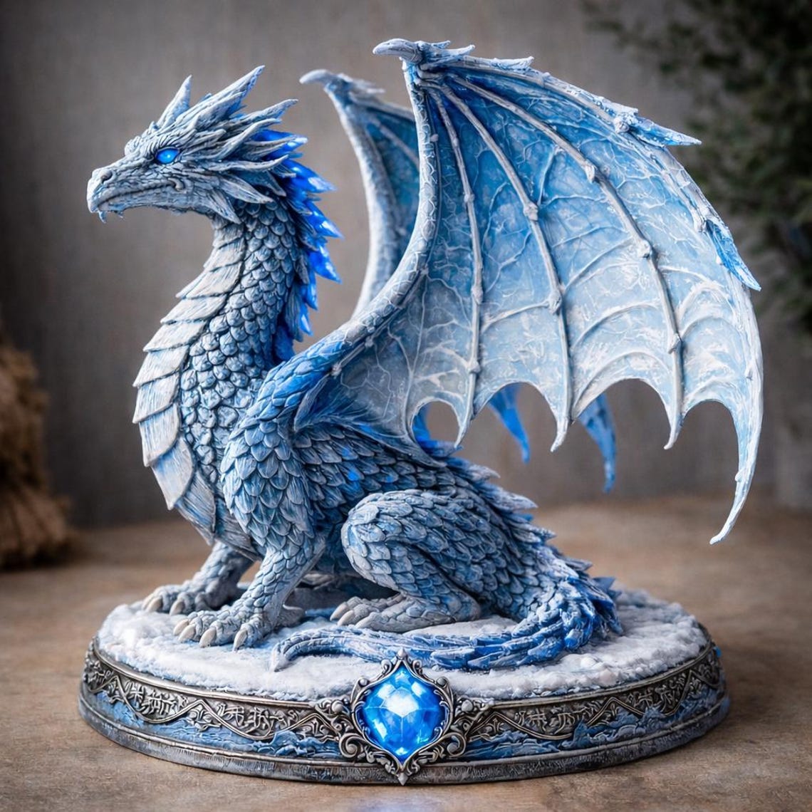 Dragon Statue Decor | Fantasy Dragon Figurine | Blue Dragon Tabletop ...