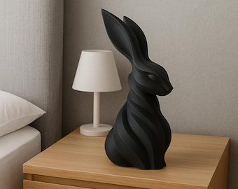 Stylized Rabbit Statue STL | Modern Decorative Bunny Figure | Printable 3D Model File